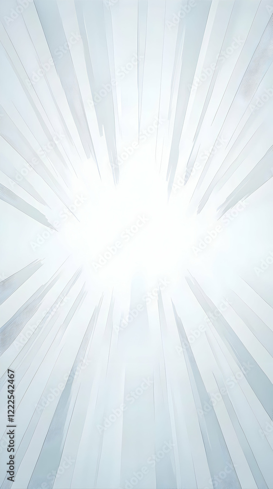 Poster abstract background with light rays radiating from the center and soft gray tones