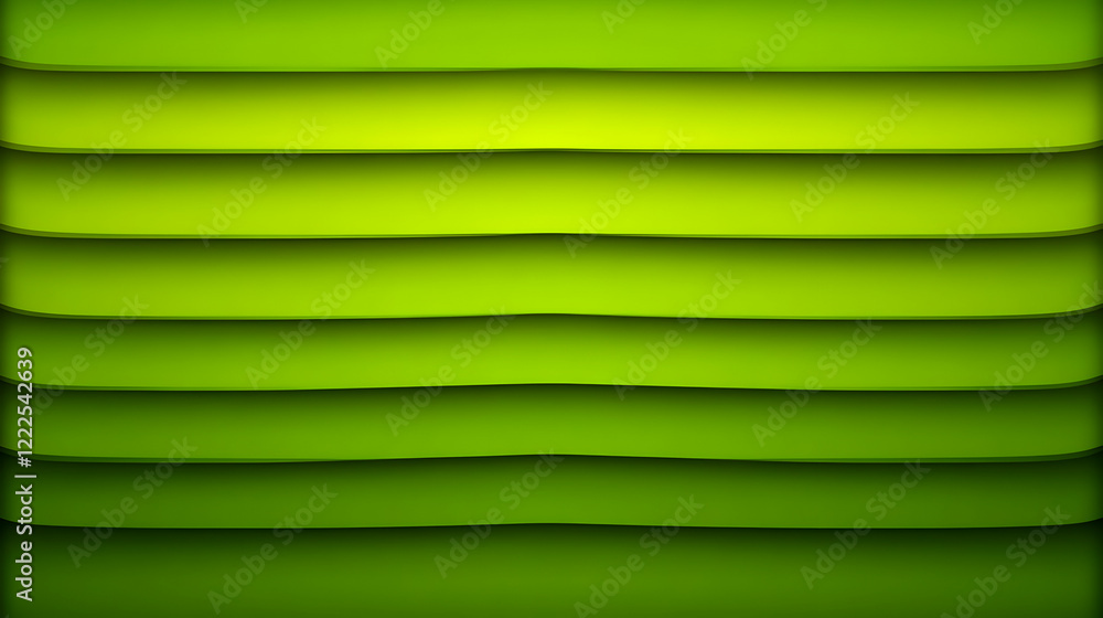 Poster abstract 3d green horizontal stripes background creates a layered effect with subtle shadows