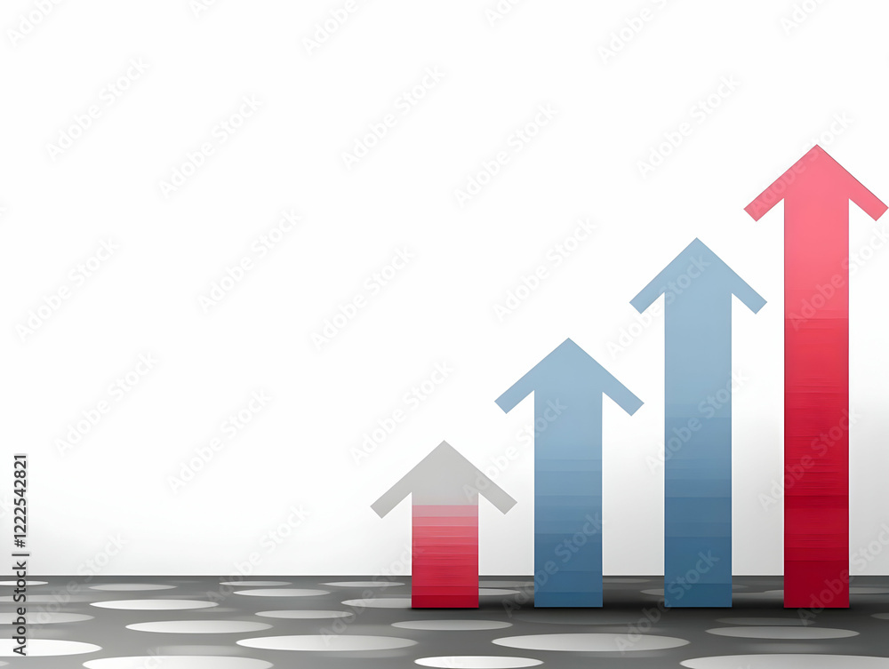 Poster 3d arrows point upward showing growth and progress on a textured floor