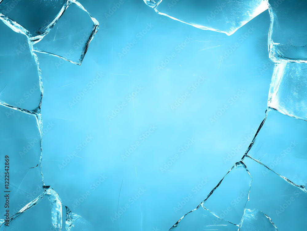 Poster ice shards frame a blue background with cracks and textures