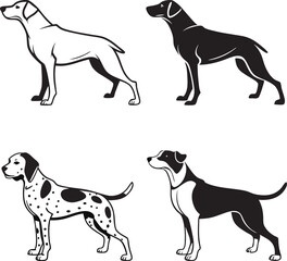 Silhouette, dog breeds, black and white, minimalist, graphic 