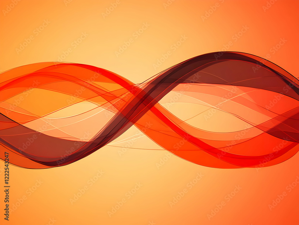 Poster Abstract Orange and Red Infinity Symbol Forms a Smooth Wave on a Gradient Background