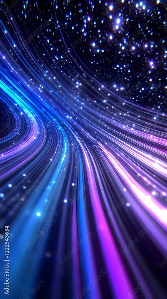 Aufkleber abstract background with flowing light trails and sparkling particles dynamically swirling