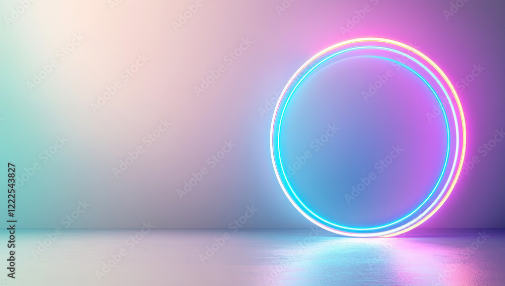Canvas Prints abstract futuristic background with a glowing circular neon design and gradient light