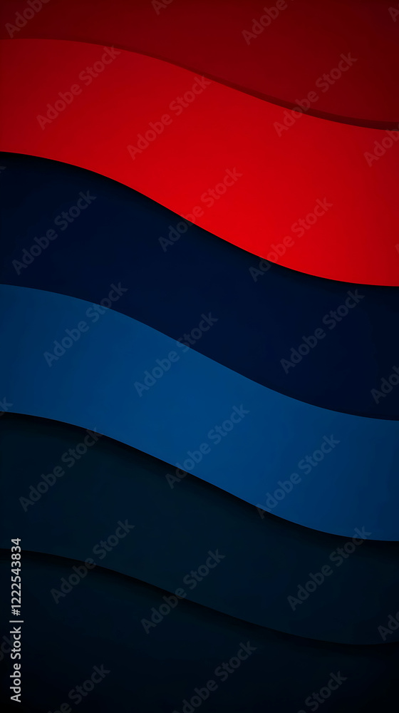 Poster abstract background creates a wavy pattern with red and blue color shades smoothly