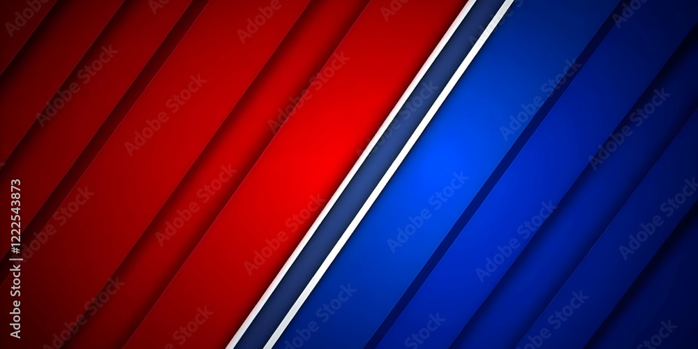 Aufkleber red and blue abstract background creates dynamic diagonal stripes with subtle shadows