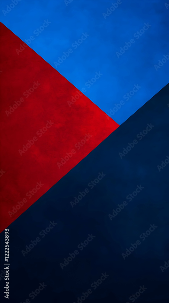 Aufkleber abstract background displays bold red and blue triangles with subtle texture