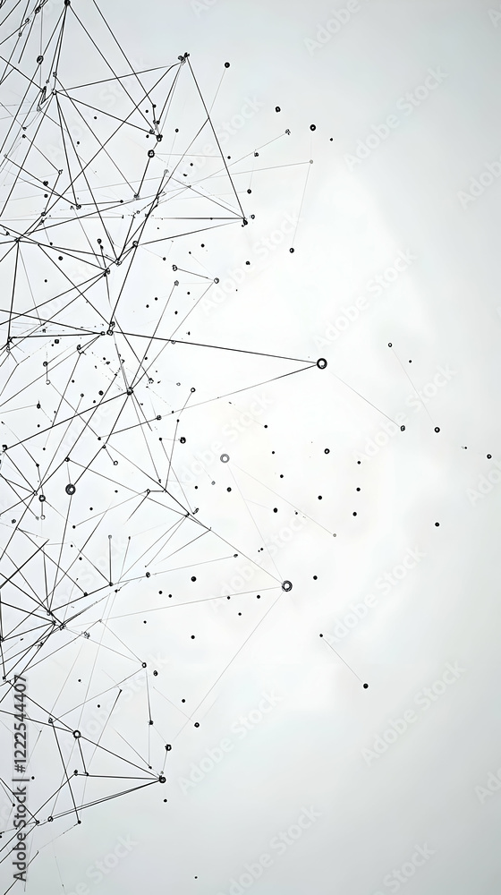 Poster abstract network lines and dots connect elegantly on a clean white background