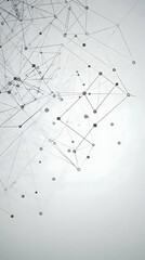 Abstract Network Illustration Connects Dots and Squares in a Complex Web Design on a White Background