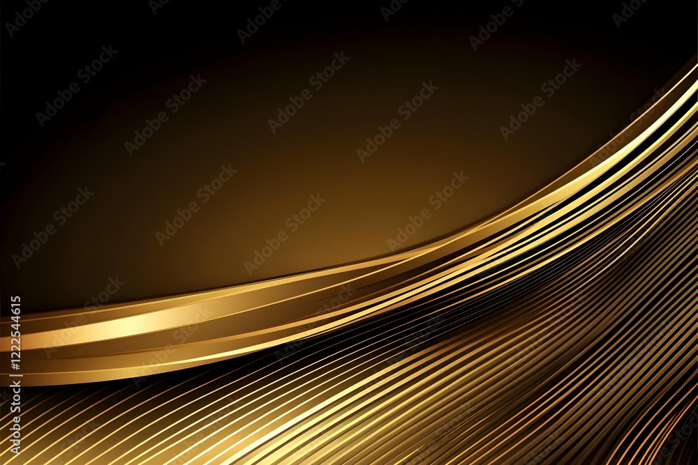 Poster abstract gold lines flowing smoothly across a dark background, creating a luxurious design.
