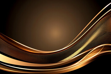 Abstract Gold Waves Flow Smoothly Across Dark Background with Elegance