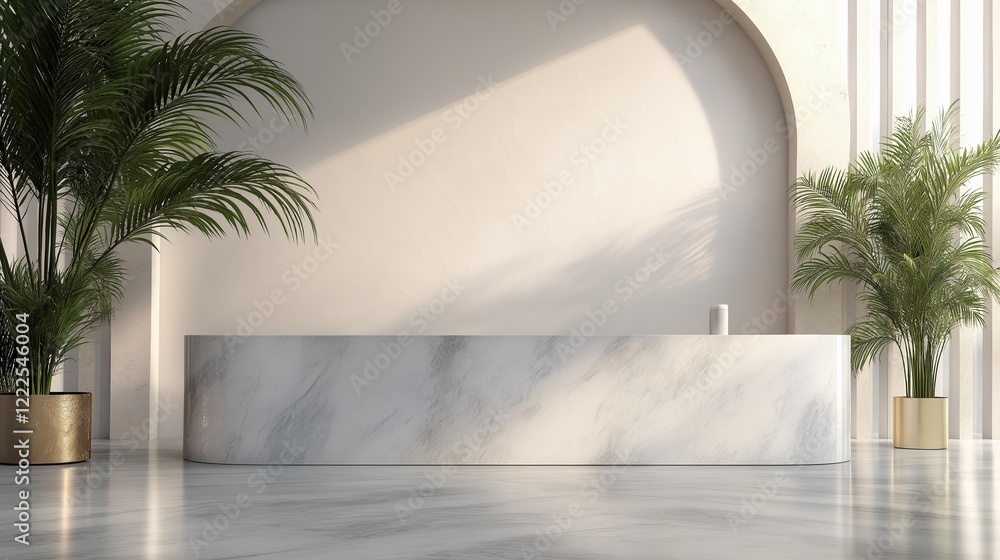 Poster a minimalist reception space or a product display.