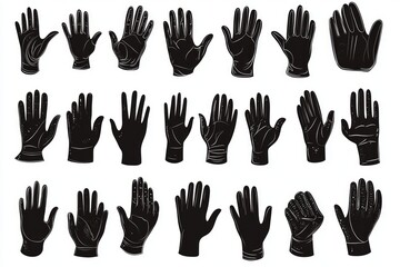 Fototapeta premium A Collection of Stylish Black Silhouette Hands, Perfect for Prints and Posters
