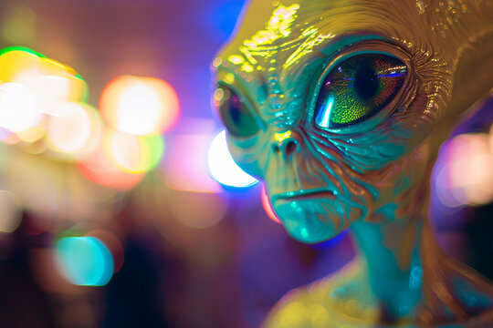 Image of extraterrestrial alien in glowing light generative AI