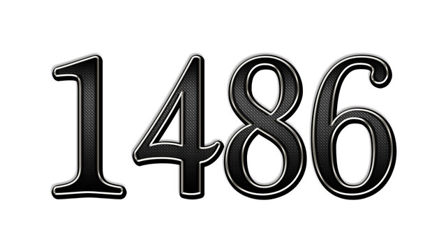 black metal 3d design of number 1486 on white background.