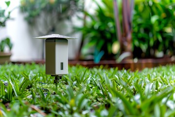 Innovative garden sensor in lush greenery for smart home and urban gardening solutions.