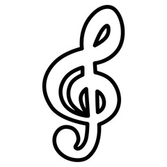 cute kawaii Groovy Retro Music note outline cartoon doodle illustration