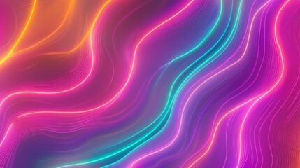 Obraz premium Retro Futuristic Neon Pattern on 1970s Style Wallpaper with Digital Whiteboard - Ultra-Detailed Cinematic Image