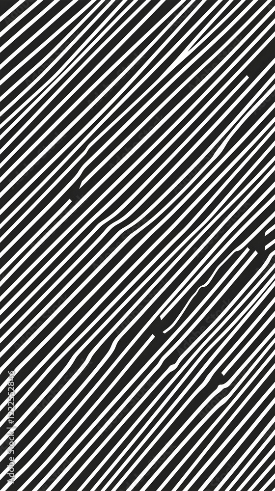 Poster abstract black and white diagonal striped background with subtle distortions and ripples creates dyn