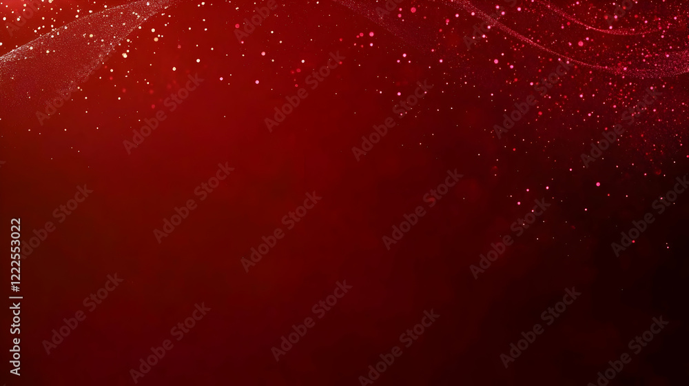 Poster abstract red background with sparkling particles and swirling lines beautifully illuminated