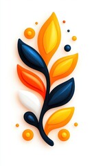 Obraz premium Colorful Abstract Leaf Arrangement with Geometric Elements and Shapes