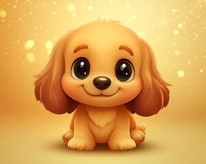 Cute cocker spaniel emoji with a warm golden background and natural shadow