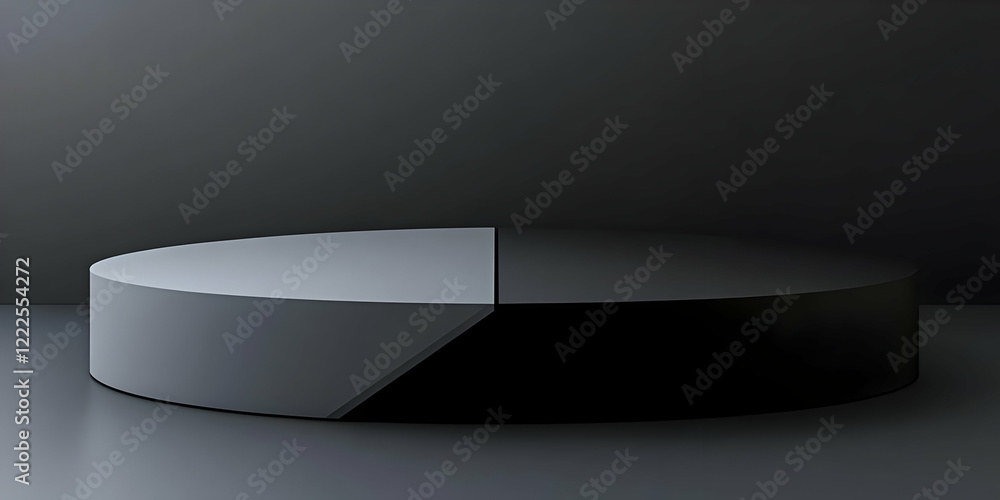 Aufkleber 3d cylinder podium split into two sections creates visual contrast and depth effect on dark backgrou