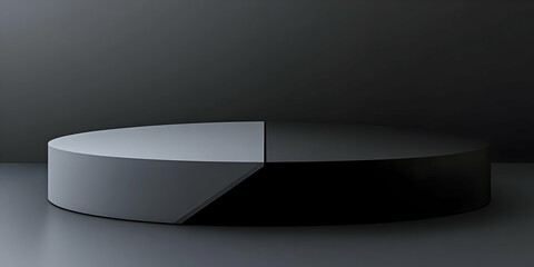 3D Cylinder Podium Split Into Two Sections Creates Visual Contrast and Depth Effect on Dark Background