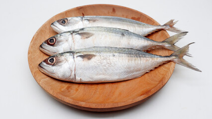 Raw fresh  Mackerel fish or ikan kembung and ingredients ,Fresh seafood concept.