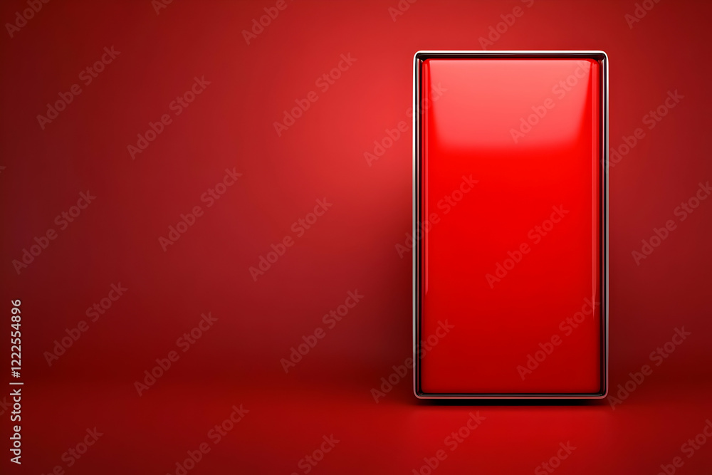 Poster glossy red rectangle on a red background creates a vibrant minimalist composition.