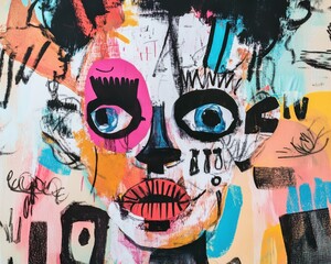 Obraz premium Abstract colorful painting with organic shapes, and splashes of paint. Modern expressionist art