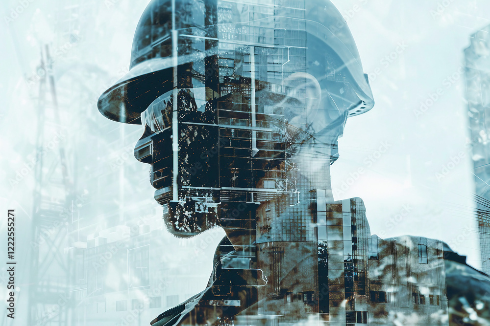 Poster creative image of person working made generative ai image