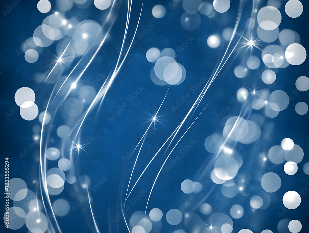 Aufkleber abstract blue background flows with soft white bokeh and starbursts smoothly