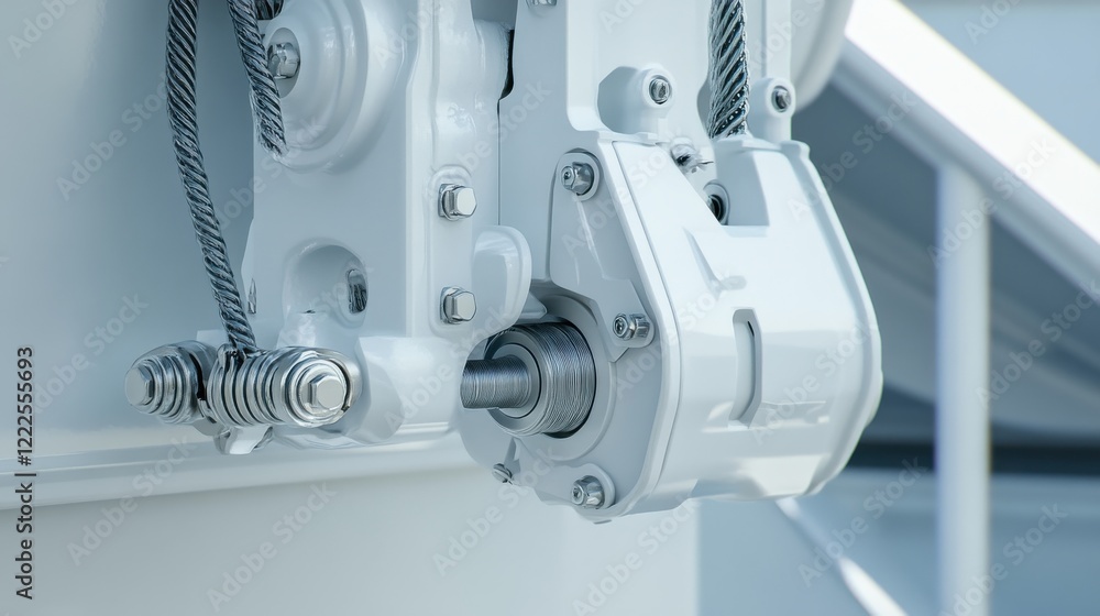 Poster close-up view of a mechanical component showcasing intricate design and engineering details