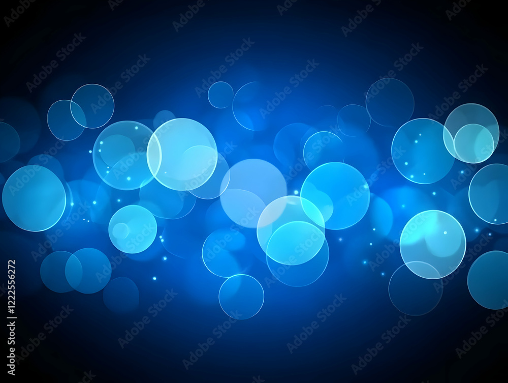 Aufkleber abstract blue background with floating glowing circles creates a soft and dreamy atmosphere.