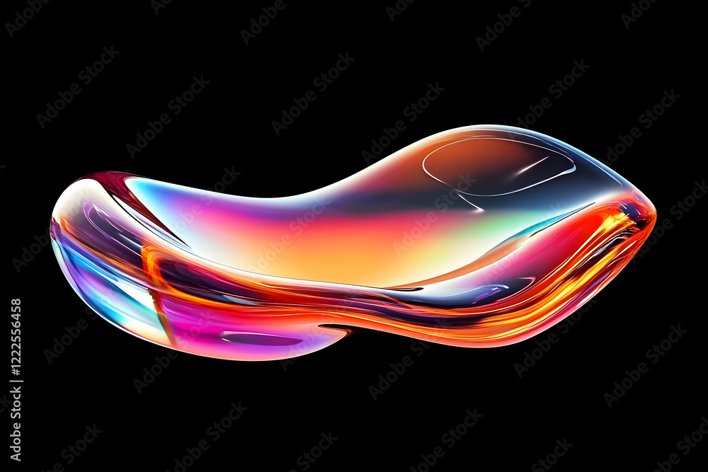 Poster 3d abstract fluid art forms colorful swirls and dynamic composition on a black background