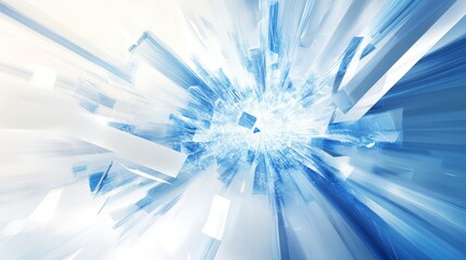 Obraz premium Abstract white and blue futuristic background featuring dynamic technology network, digital data flow, and geometric connections, ideal for innovation, modern tech solutions, and high-tech vector illu