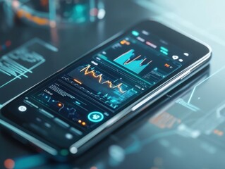 Smartphone displaying health and physical activity data with wellness and fitness tracking features