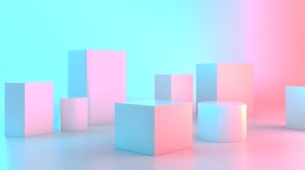 Fototapeta premium Abstract Pastel Geometric Shapes Background Product Display