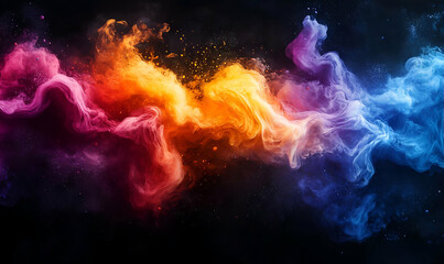 Colorful smoke swirls abstract background, design element