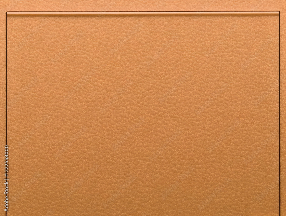 Poster light brown leather texture background with frame for design projects and crafts