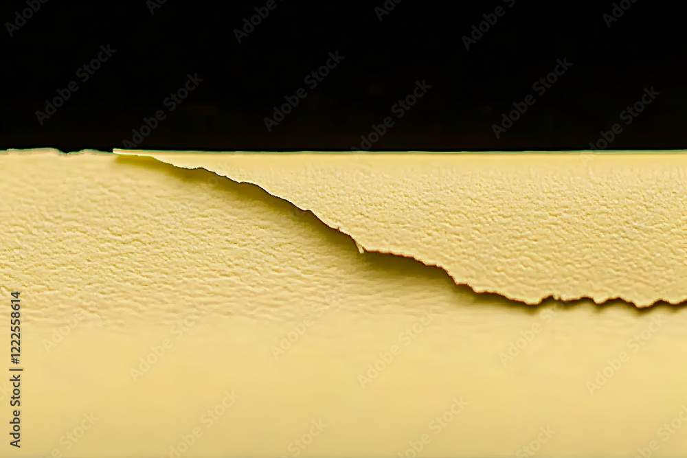 Poster torn yellow paper edge with textured surface against a dark background