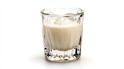 glass shot of cream liqueur baileys with ice isolated on white background,