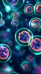 Microscopic Cells Illustrate Complex Biological Structures with Vibrant Colors and Intricate Details.