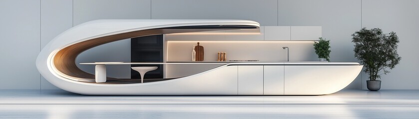 A sleek, timeless, styled kitchen counter.