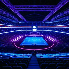Futuristic Stadium with Neon Lighting