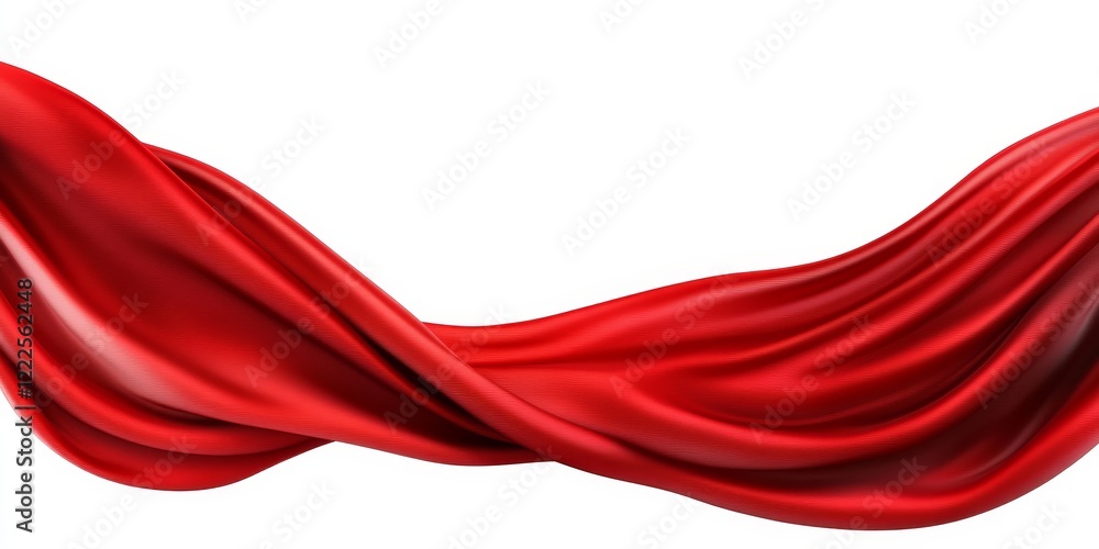 Poster elegant flow of red silk fabric with smooth waves and soft texture