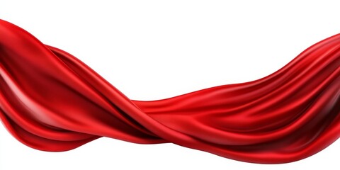 Elegant Flow of Red Silk Fabric with Smooth Waves and Soft Texture