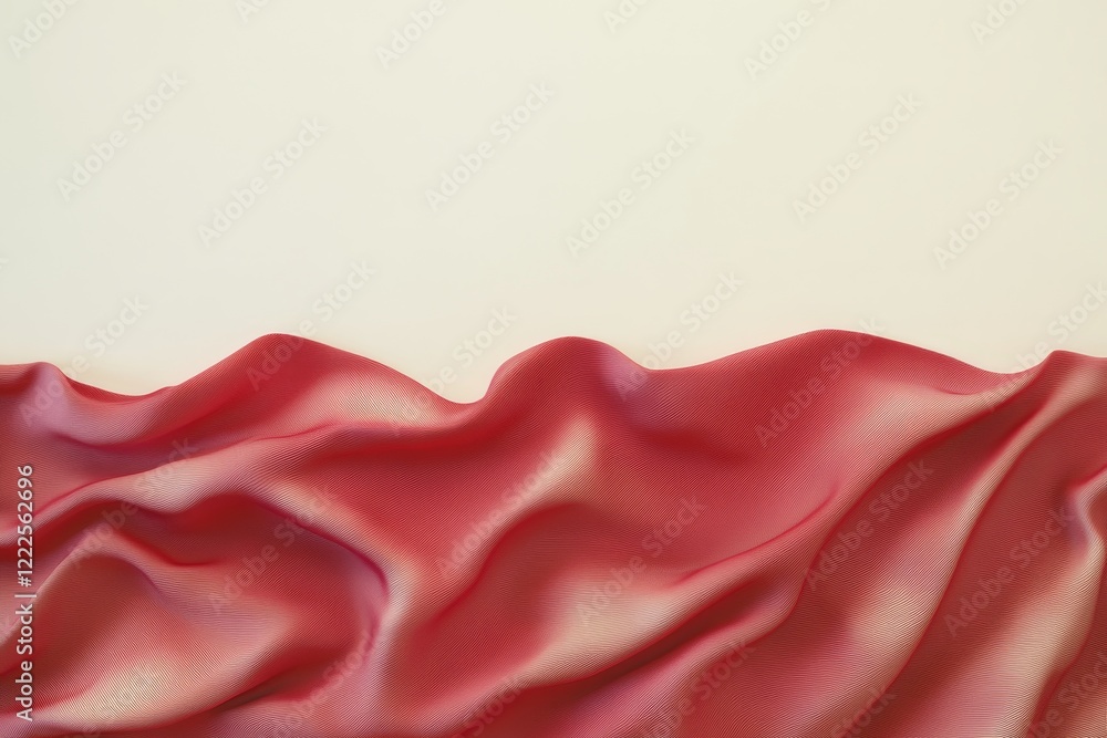 Aufkleber elegant red fabric draped smoothly with waves and soft textures