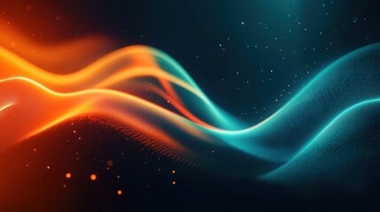 Fototapeta premium Vector aurora with dynamic waves of orange and teal, creating a sleek brand background.